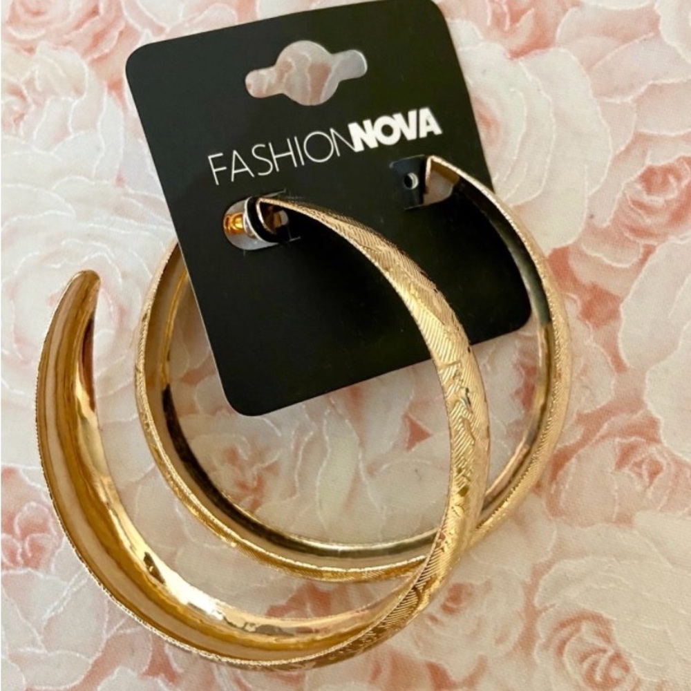 Fashion Nova Shimmering Gold Hoop Earrings